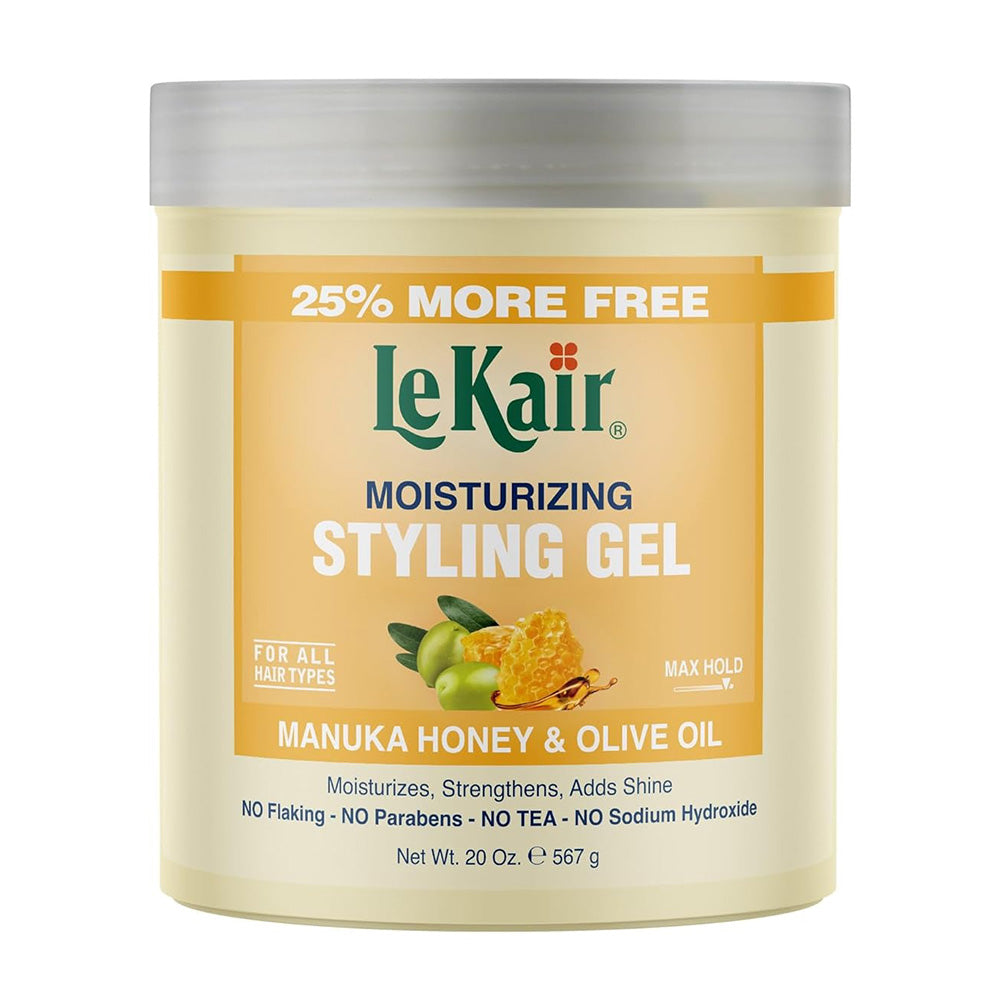 Lekair Moisturizing Hair Styling Gel with Manuka Honey and Olive Oil 20Oz (567g)
